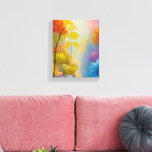 Levendige boslandschapsschildering canvas afdruk (Insitu (Woonkamer))