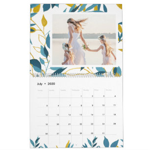 Levendige botanische bewerkbare jaarfoto kalender