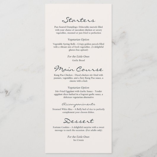 Levendige Botanische Bloemen Gepersonaliseerde Bru Menu (Achterkant)