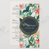 Levendige Botanische Bloemen Gepersonaliseerde Bru Menu (Voorkant / Achterkant)