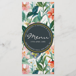 Levendige Botanische Bloemen Gepersonaliseerde Bru Menu