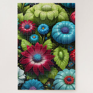 Levendige Botanische Fantasie Tuin Bloemen Legpuzzel