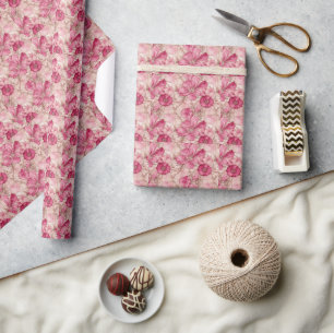 Levendige botanische kunst zomer bloemblad patroon cadeaupapier