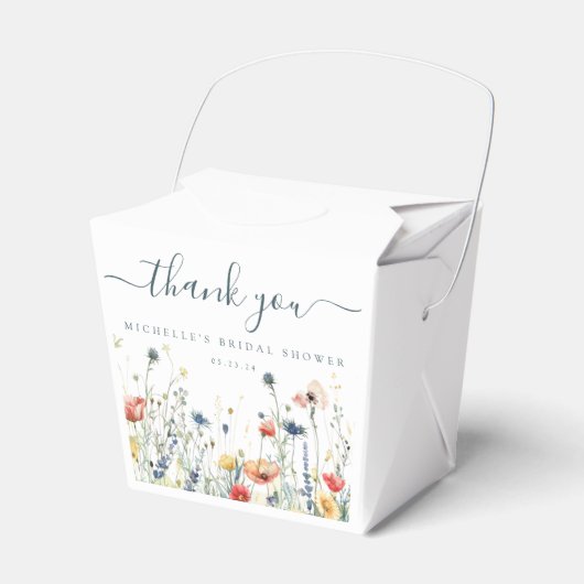 Levendige Bruidsdouche met Wilde Bloemen Bedankdoosjes (Voorkant Zijde)