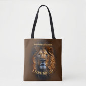 Levendige bruine Canvas tas "I Love My Cat" Aangep (Voorkant)