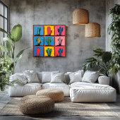 Levendige Cactus Pop Art Print voor een speelse to