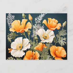 Levendige Californische Poppy Botanical Briefkaart