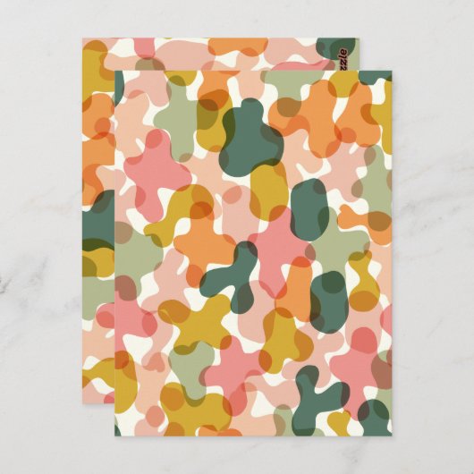 Levendige Camo Blobs kussen Briefkaart (Voorkant / Achterkant)