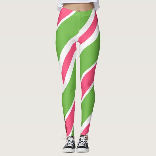 Levendige Candy Stripe Abstracte Leggings (Voorkant)