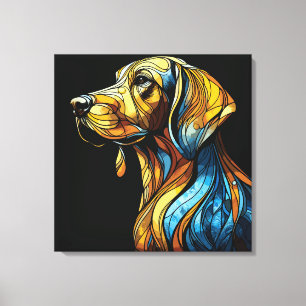 Levendige Canine Reverie - Glazen in lood kunstwer Canvas Afdruk