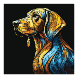 Levendige Canine Reverie - Glazen in lood kunstwer Foto Afdruk