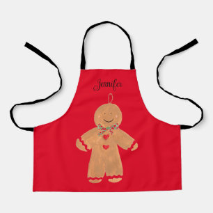 Levendige Cartoon kerstman met gingerbrood Schort