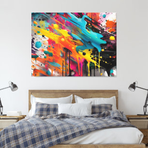 Levendige Chaos Spat Graffiti Canvas Afdruk