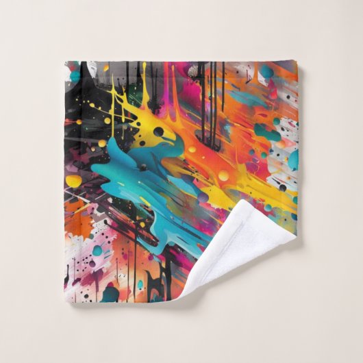 Levendige Chaos Splash Graffiti Bad Handdoek (Wasdoekje)