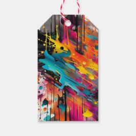 Levendige Chaos Splash Graffiti Cadeaulabel
