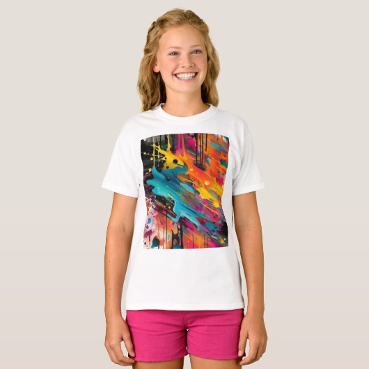 Levendige Chaos Splash Graffiti T-shirt (Voorkant volledig)