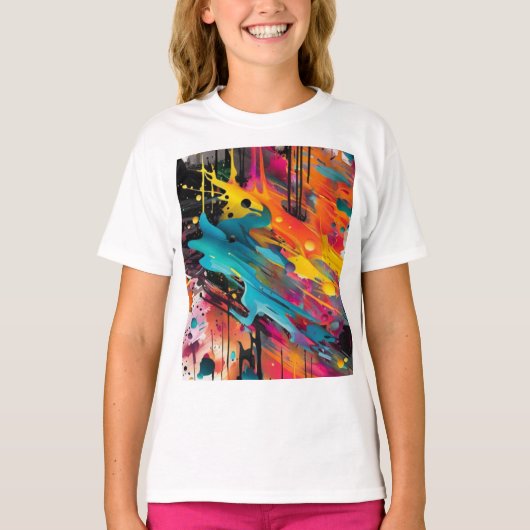 Levendige Chaos Splash Graffiti T-shirt (Voorkant)