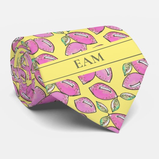 Levendige Citroenen Modern Bold Voeg Initialen toe Stropdas (Opgerold)