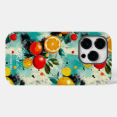 Levendige Citrus & Berry Patroon op Aqua achtergro Case-Mate iPhone Case (Achterkant (horizontaal))