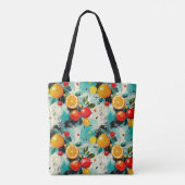 Levendige Citrus en Apple thema Canvas tas Initial (Achterkant)