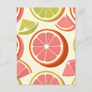Levendige citrus grapefruit sinaasappel limoenschi briefkaart