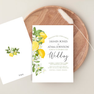 Levendige Citrus Lemon Greenery bruiloft Kaart