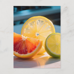 Levendige citrus schijfjes Grapefruit Citroen Limo Briefkaart
