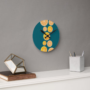 Levendige Citrus Slice Wall Clock Ronde Klok