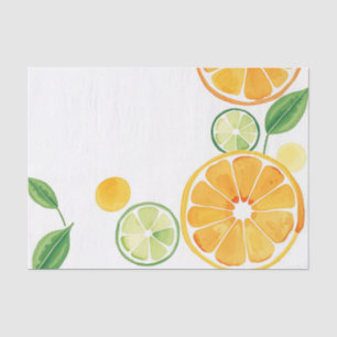 Levendige Citrus Waterverf op zacht beige Tissuepapier
