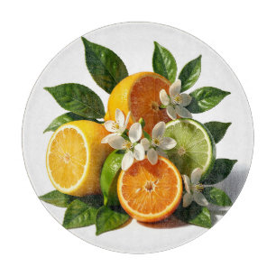 Levendige citrusvruchten bloesems realistisch snijplank