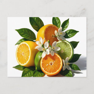 Levendige citrusvruchtenbloesems realistisch briefkaart