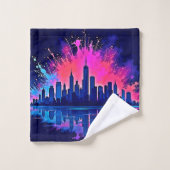 Levendige CitySplash Art Bad Handdoek (Wasdoekje)