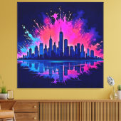 Levendige CitySplash Art Canvas Afdruk (Insitu (Woonkamer))