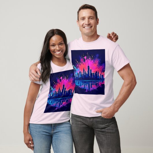 Levendige CitySplash Art T-shirt (Unisex)