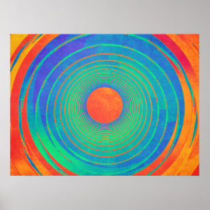 Levendige concentrische cirkels poster