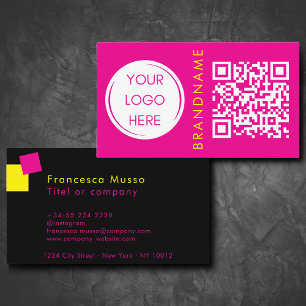 Levendige contrastkleur, logo en QR-code modern Visitekaartje