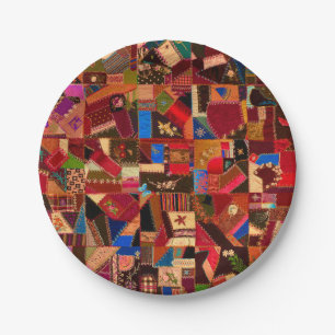 Levendige  Crazy Quilt Papieren Bordje