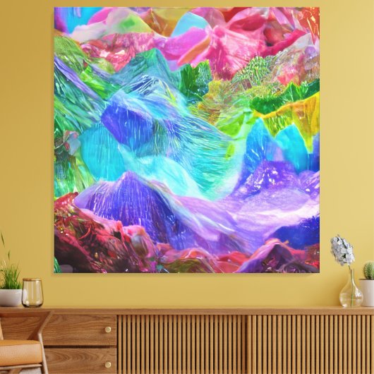 Levendige Crystal Mountain Abstract Canvas Afdruk (Insitu (Woonkamer))
