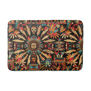 Levendige Cyaan "Aztec Dream" Patroon Pluche Badma Badmat