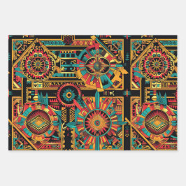 Levendige cyaan "Aztec Dream" wrapping mat papier Inpakpapier Vel