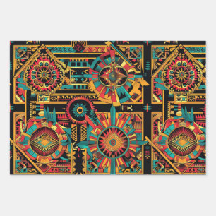 Levendige cyaan "Aztec Dream" wrapping mat papier  Inpakpapier Vel