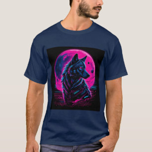 Levendige Cyberpunk Neon Wolf T-shirt