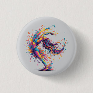 Levendige Dansstroom Abstract Vrouwelijke Kunst Ronde Button 3,2 Cm