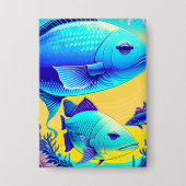 Levendige Deep Blue Fishes Button (Voorkant)