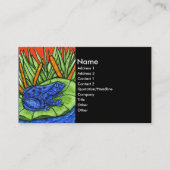 Levendige Deep Blue Frog op Lily Pad Visitekaartje (Voorkant)