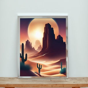 Levendige Desert Landscape Art met Rode Zandduinen Foto Afdruk