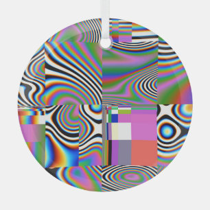 Levendige digitale Abstracte geometrische achtergr Glas Ornament