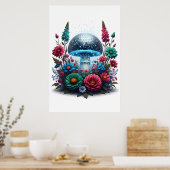 Levendige Digitale Disco Ball Mushroom Poster (Keuken)