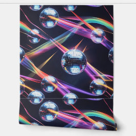 Levendige Disco Ball Rainbow Swirls Peel en Stick Behang
