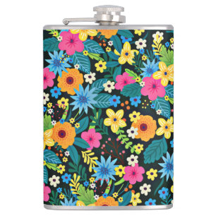 Levendige Ditsy Flowers Bloemenpatroon-43785 Heupfles